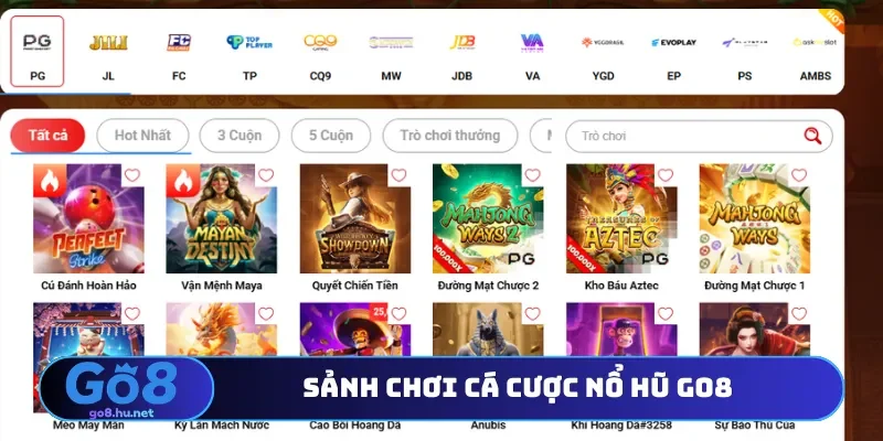 Sảnh chơi cá cược nổ hũ Go8